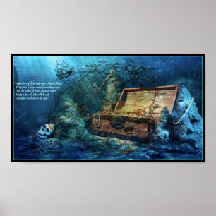 Schatzkarte von Kauai, Hawaii Poster