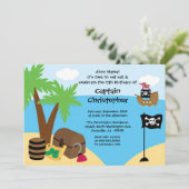 Schatzkasten-Piratengeburtstags-Party Einladung (Stehend Vorderseite)