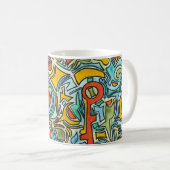 Schatzkiste - Handbemalte abstrakte Kunst Kaffeetasse (VorderseiteRechts)