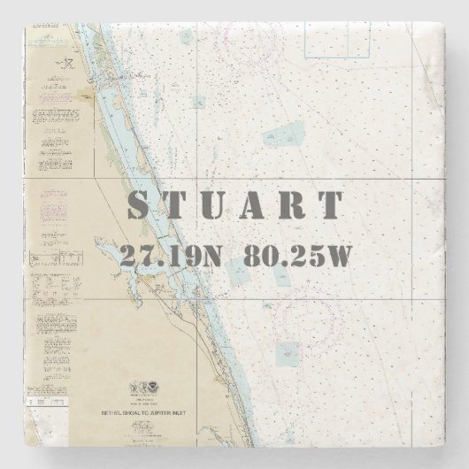 Schatzküste Florida Authentisches Bootdiagramm Steinuntersetzer (Vorderseite)