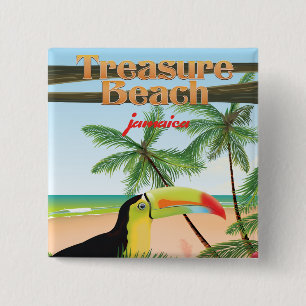 Schatzstrand Jamaika Reiseplakat Button