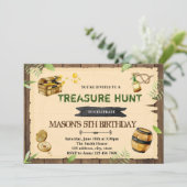 Schatzsuche Party Einladung zum Geburtstag (Stehend Vorderseite)