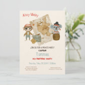 Schatzsucher Pirate Birthday Einladung (Stehend Vorderseite)