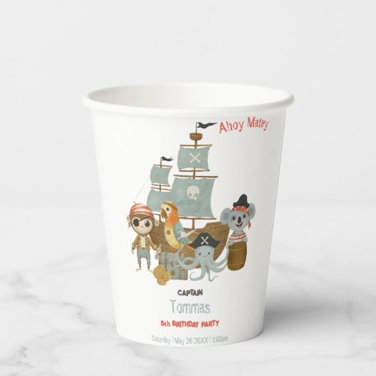 Schatzsucher Pirate Birthday Pappbecher (Rückseite)