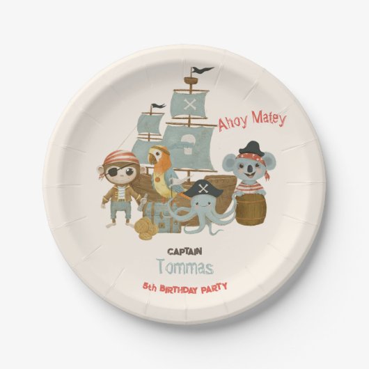 Schatzsucher Pirate Birthday Pappteller (Vorderseite)