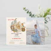 Schatzsucher Pirate Foto Geburtstag Einladung (Stehend Vorderseite)