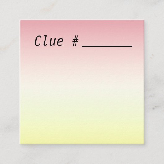 Schatzsuchkarten für Party 2.5" x 2.5" Begleitkarte (Vorderseite)