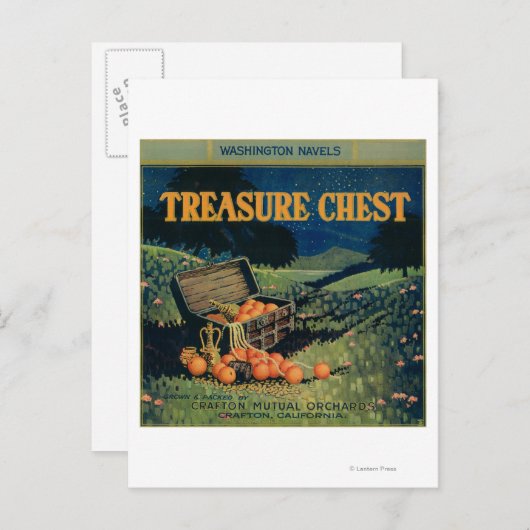 Schatztruhe (Feldversion) Orange Label Postkarte (Vorne/Hinten)