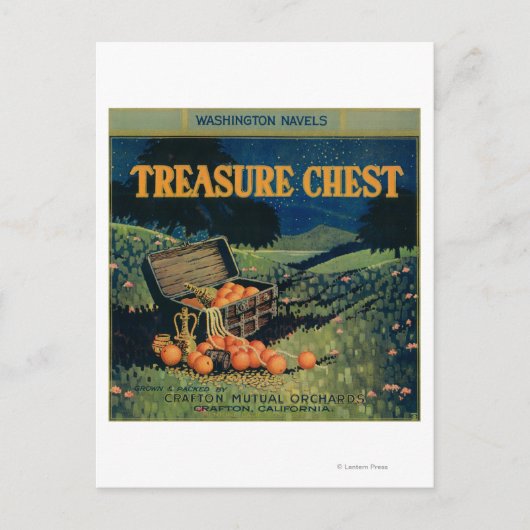 Schatztruhe (Feldversion) Orange Label Postkarte (Vorderseite)