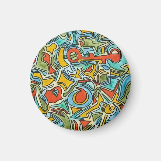Schatztruhe - Fette Farbige Wasserfarbenkunst Magnet (Vorne)