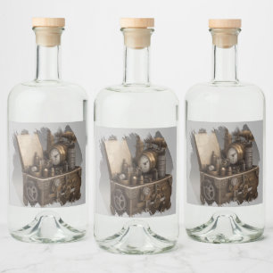 Schatztruhe mit Gängen Alkoholflaschenetikett