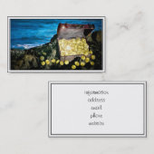 Schatztruhe von Gold auf den Felsen Visitenkarte (Vorne/Hinten)