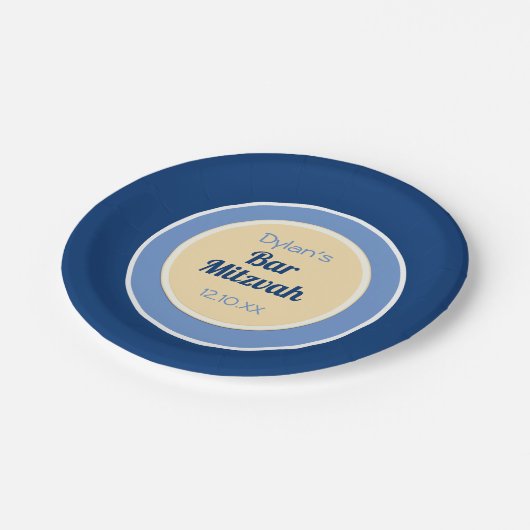 Schau! Custom Bar Mitzvah Paper Plate Pappteller (Schrägansicht)