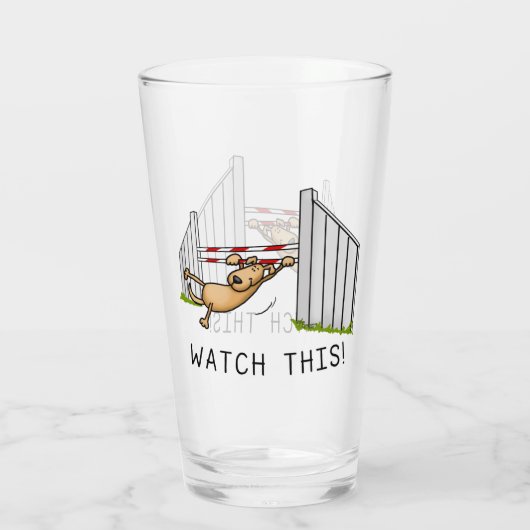 Schau dir das an! Hund - Agility lustig schwingend Glas (Rückseite)