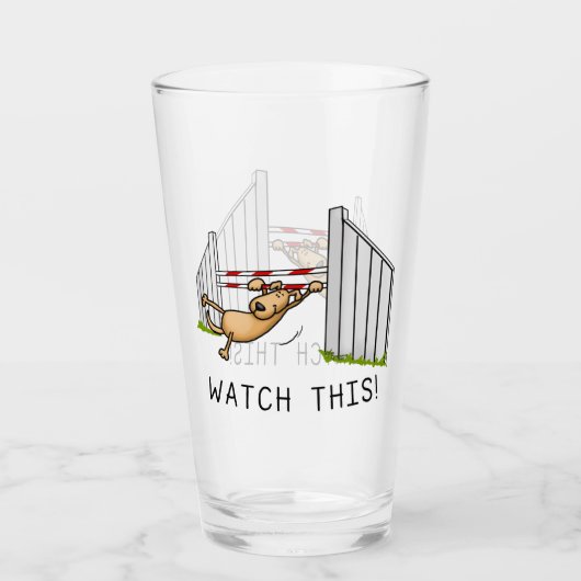 Schau dir das an! Hund - Agility lustig schwingend Glas (Vorderseite)