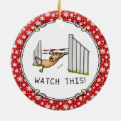 Schau dir das an! Hund - Agility lustig schwingend Keramik Ornament (Hinten)