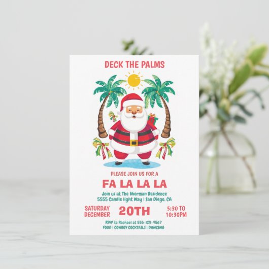 Schau dir die tropische Weihnachtsfeier-Party Einl Einladung (Stehend Vorderseite)