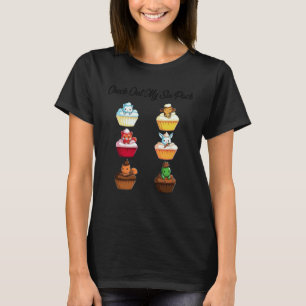 Schau Dir Mein Sechs-Pack Süße Cupcakes Yoga Fitne T-Shirt