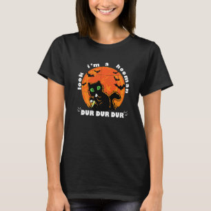 Schau ich bin eine Hooman Dur Dur Halloween-Katze T-Shirt