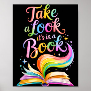 Schau in einem Buch Aquarell-Team Bücherwurm Poster