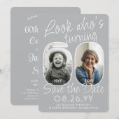 Schau mal, wer 60 ist Moderne Foto-Nummern Geburts Save The Date (Vorne/Hinten)