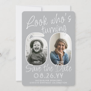 Schau mal, wer 60 ist Moderne Foto-Nummern Geburts Save The Date