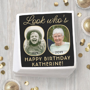 Schau mal, wer 80 ist Schwarz & Gold Alles Gute zu Serviette