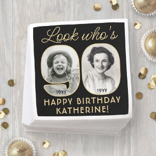 Schau mal, wer 90 ist Schwarz & Gold Alles Gute zu Serviette