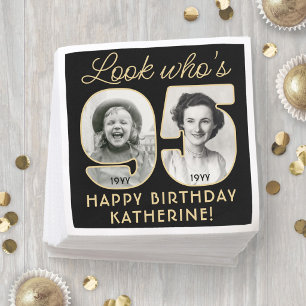 Schau mal, wer 95 ist Schwarz & Gold Alles Gute zu Serviette