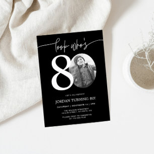 Schau mal, wer ist 80   Black 80. Birthday Invite Einladung