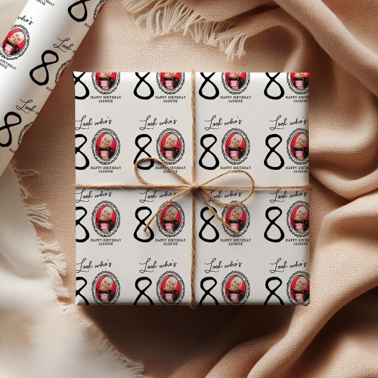 Schau mal, wer ist 80! Foto Happy Birthday Geschenkpapier Set