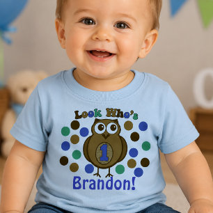 Schau mal, wer sein 1. Geburtstag Eulen-Shirt träg Baby T-shirt