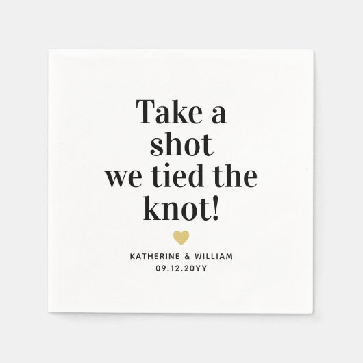 Schau mal, wir binden den Knoten lustigen Hochzeit Serviette (Vorderseite)