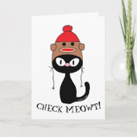 Schau Meowt! Schwarze Katze mit Sockenaffen-Hut Ge