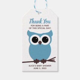 Schau, wer fast fällig ist! Blue Owl Baby Dusche G Geschenkanhänger