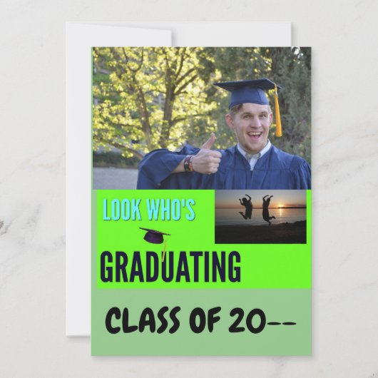 Schau, wer Geschlossen ist! 1 Foto grün Einladung (Vorderseite)