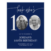 Schau, wer ist 100 | Blue 100. Geburtstag Poster (Vorderseite)
