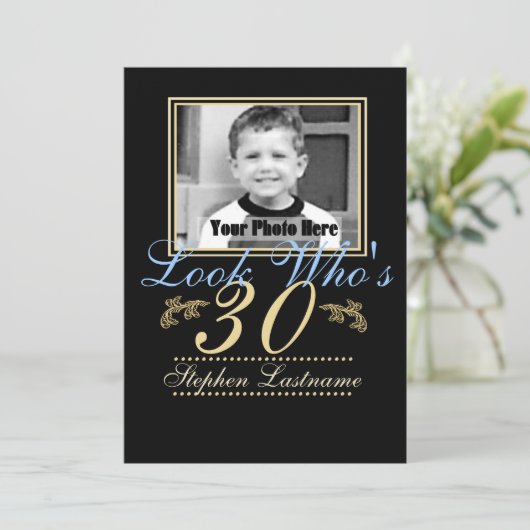 Schau, wer ist 30 Foto Einladung (Stehend Vorderseite)
