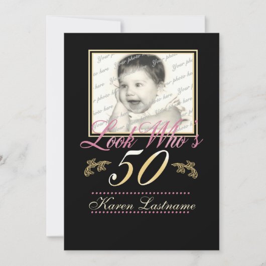 Schau, wer ist 50 Foto Einladung (Vorderseite)