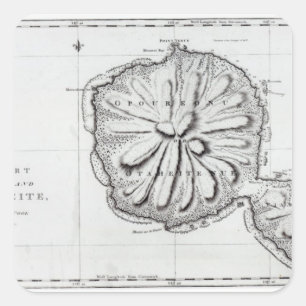 Schaubild der Insel Otaheite, 1769 Quadratischer Aufkleber