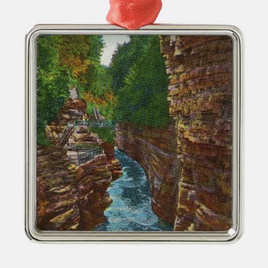 Schauen hinunter Ausable Abgrund von Hydes Höhle Ornament Aus Metall (Vorne)