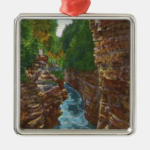 Schauen hinunter Ausable Abgrund von Hydes Höhle Ornament Aus Metall