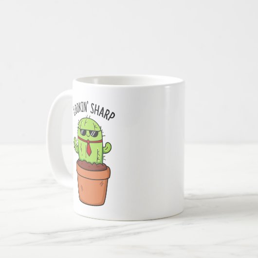 Schauen Sharp Funny Cactus Pun Kaffeetasse (Vorderseite Links)