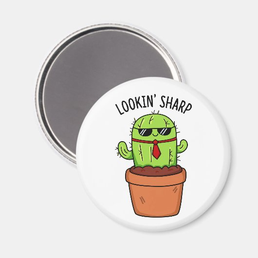 Schauen Sharp Funny Cactus Pun Magnet (Vorderseite/Rückseite)