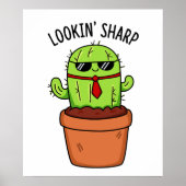 Schauen Sharp Funny Cactus Pun Poster (Vorne)