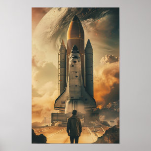 Schauen Sie auf dem Giant Spaceship Poster Print
