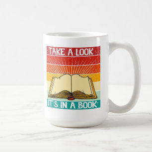 Schauen Sie mal rein, es ist in einem Buch - Retro Kaffeetasse