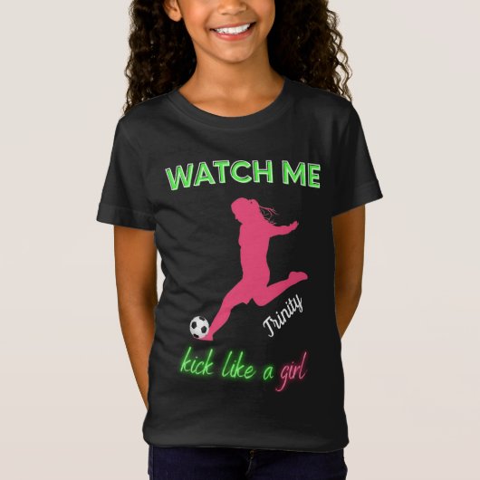 Schauen Sie mir zu, wie ein Girl Soccer ankommt T-Shirt (Vorderseite)