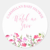 Schauen Sie mir zu, wie ich eine Pink-Wildblume-Ki Runder Aufkleber (Vorderseite)