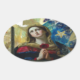 Schauen Sie oben Ovaler Aufkleber